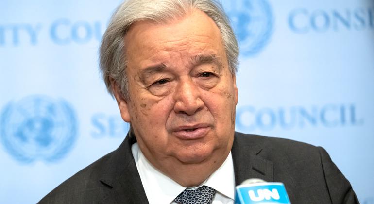 Le Secrétaire général de l'ONU, António Guterres, lors d'un point de presse (photo d'archives).